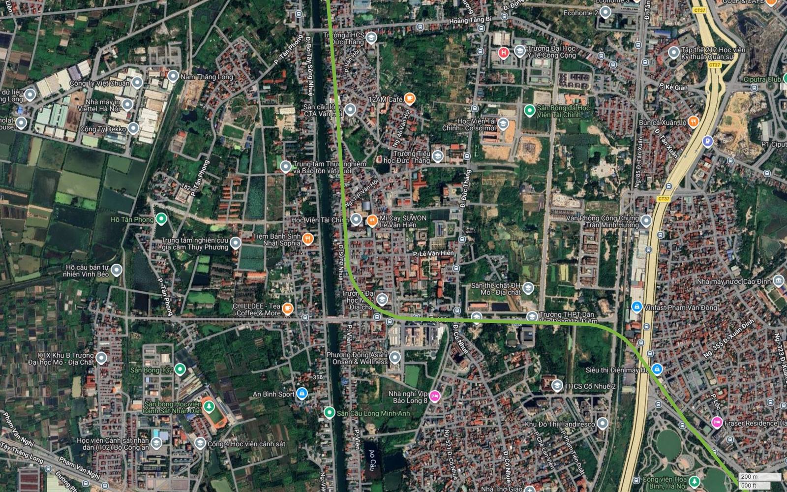Vùng phụ cận điểm đầu tuyến metro số 11 Hà Nội với cụm Học viện Tài chính, Đại học Mỏ Địa chất và Học viện Cảnh sát nhân dân