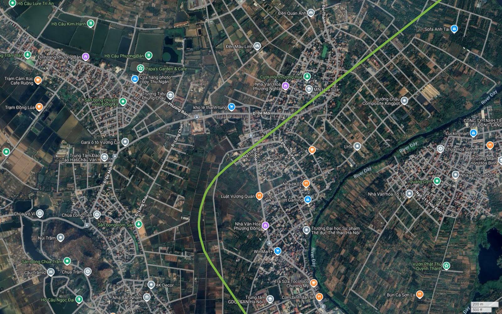 Vùng Phụng Châu và Núi Trầm nằm gần hướng kéo dài giả định của tuyến metro số 11 Hà Nội về phía tây nam